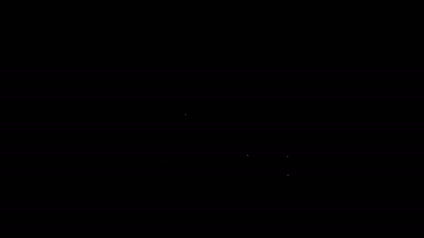 Línea blanca Árboles de Navidad icono aislado sobre fondo negro. Feliz Navidad y Feliz Año Nuevo. Animación gráfica de vídeo 4K — Vídeos de Stock