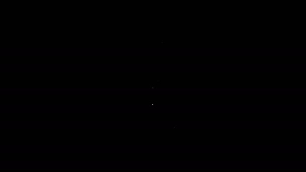 Λευκό εικονίδιο αναπαραγωγής μουσικής γραμμής που απομονώνεται σε μαύρο φόντο. Φορητή συσκευή μουσικής. 4K Γραφική κίνηση κίνησης βίντεο — Αρχείο Βίντεο