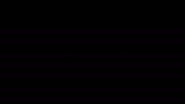 黒の背景に白の線のバンジョーのアイコン。楽器。4Kビデオモーショングラフィックアニメーション — ストック動画