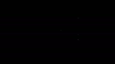 Beyaz çizgi piyano ikonu siyah arkaplanda izole edildi. Müzik aleti. 4K Video hareketli grafik canlandırması