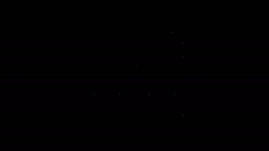 Siyah zemin üzerinde baget çubuğu simgesi olan beyaz çizgi Drum. Müzik işareti. Müzik aleti sembolü. 4K Video hareketli grafik canlandırması