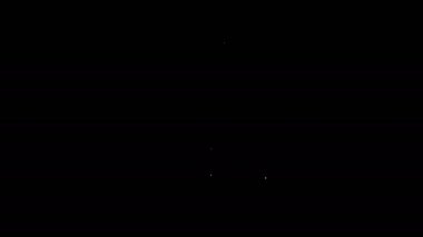 Beyaz çizgi Gitar yükseltici simgesi siyah arkaplanda izole edildi. Müzik aleti. 4K Video hareketli grafik canlandırması