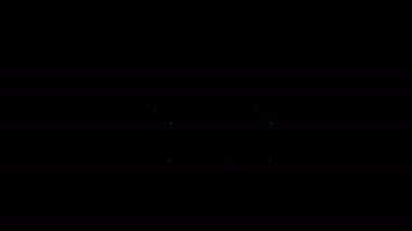 Beyaz çizgi Stereo hoparlör simgesi siyah arkaplanda izole edildi. Ses sistemi hoparlörleri. Müzik ikonu. Müzikal sütun hoparlörü. 4K Video hareketli grafik canlandırması