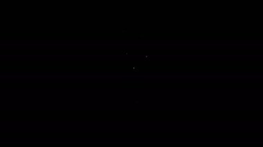 Beyaz çizgi mikrofon simgesi siyah arkaplanda izole edildi. Radyodaki mikrofondan. Sözcü işareti. 4K Video hareketli grafik canlandırması