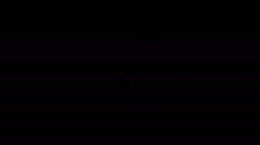 Beyaz çizgi mikrofon simgesi siyah arkaplanda izole edildi. Radyodaki mikrofondan. Sözcü işareti. 4K Video hareketli grafik canlandırması