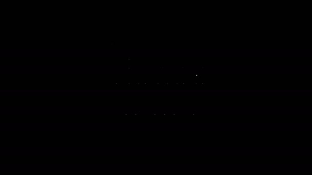 Vit linje Musik synthesizer ikon isolerad på svart bakgrund. Elektroniskt piano. 4K Video motion grafisk animation — Stockvideo