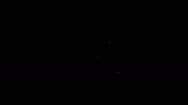 Beyaz çizgi CD çalar simgesi siyah arkaplanda izole edildi. Taşınabilir müzik cihazı. 4K Video hareketli grafik canlandırması