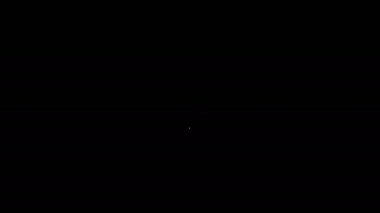 Beyaz çizgi Retro duvar izleme simgesi siyah arkaplanda izole edildi. Guguklu saat işareti. Antika sarkaçlı saat. 4K Video hareketli grafik canlandırması
