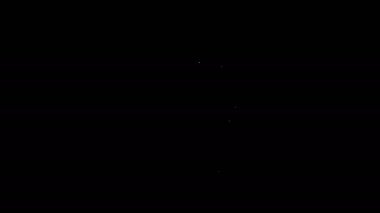 Beyaz çizgi Kaktüs ve siyah arka planda izole edilmiş tencere simgesinde sulu. Tencerede yetişen bir bitki. Saksı bitkisi işareti. 4K Video hareketli grafik canlandırması