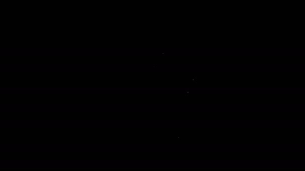 Línea blanca Planta en maceta icono aislado sobre fondo negro. Planta creciendo en una maceta. Signo de planta en maceta. Animación gráfica de vídeo 4K — Vídeos de Stock