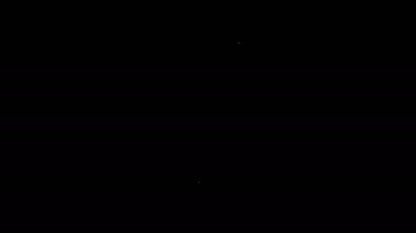 Beyaz çizgi bahçe tırmık simgesi siyah arkaplanda izole edildi. Bahçecilik, tarım, çiftçilik aleti. Toprak işçisi. Temizlik ekipmanları. 4K Video hareketli grafik canlandırması