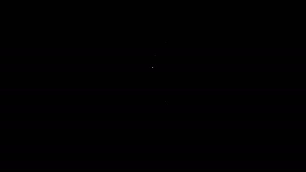 Vit linje Trädgårdsarbete handgjorda sax för trimning ikon isolerad på svart bakgrund. Klippsaxar med trähandtag. 4K Video motion grafisk animation — Stockvideo