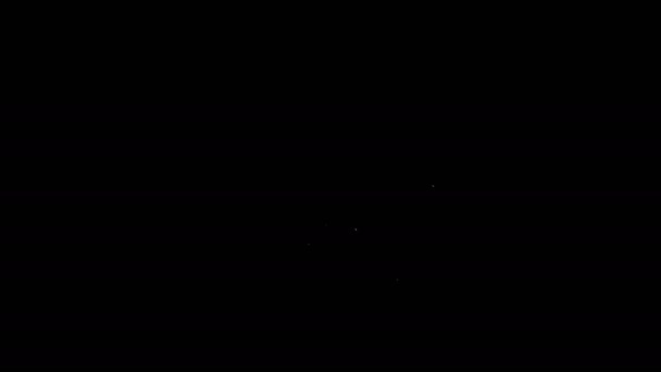 Vit linje Trädgårdsarbete handgjorda sax för trimning ikon isolerad på svart bakgrund. Klippsaxar med trähandtag. 4K Video motion grafisk animation — Stockvideo