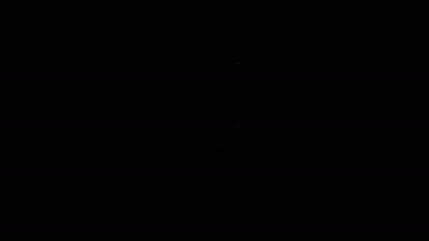 Linea bianca Pala da giardino o icona pala isolato su sfondo nero. Attrezzo da giardinaggio. Attrezzo per orticoltura, agricoltura, agricoltura. Animazione grafica 4K Video motion — Video Stock