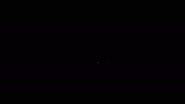 Beyaz çizgi buzdolabı simgesi siyah arkaplanda izole edildi. Buzdolabı buzdolabı. Ev aletleri ve aletler. 4K Video hareketli grafik canlandırması