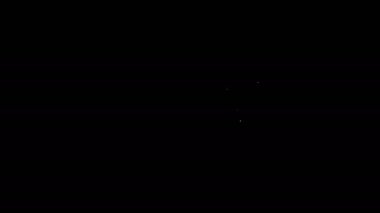 Beyaz çizgi Elektronik ölçek simgesi siyah arkaplanda izole edildi. Ağırlık ölçüm aletleri. 4K Video hareketli grafik canlandırması