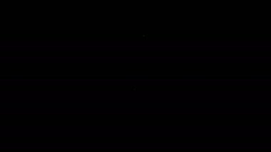 Beyaz çizgi bıçak simgesi siyah arkaplanda izole edildi. Çatal bıçak sembolü. 4K Video hareketli grafik canlandırması