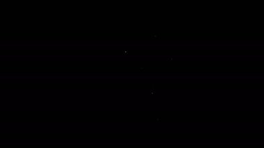 Beyaz çizgi bıçak simgesi siyah arkaplanda izole edildi. Çatal bıçak sembolü. 4K Video hareketli grafik canlandırması