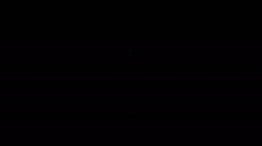 Siyah arka planda beyaz çizgili pizza bıçağı ikonu var. Pizza kesme tabelası. Çelik mutfak gereçleri. 4K Video hareketli grafik canlandırması
