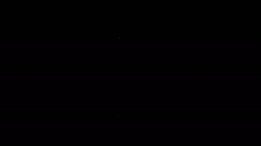 Beyaz çizgi Et Helikopteri simgesi siyah arkaplanda izole edildi. Et için mutfak bıçağı. Kasap bıçağı. 4K Video hareketli grafik canlandırması