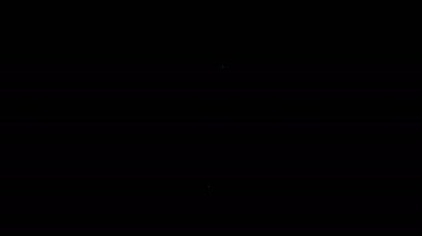 Beyaz çizgi bıçak simgesi siyah arkaplanda izole edildi. Çatal bıçak sembolü. 4K Video hareketli grafik canlandırması