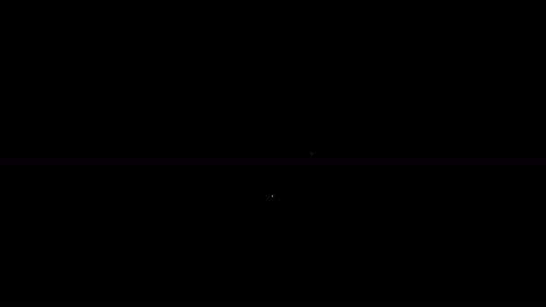 Ligne blanche Icône de plaque isolée sur fond noir. Symbole de couverts. Panneau restaurant. Animation graphique de mouvement vidéo 4K — Video