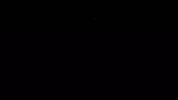 Значок "Белая линия" выделен на черном фоне. Символ столовых приборов. Видеографическая анимация 4K — стоковое видео