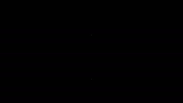 Weiße Linie Pizzamesser Symbol isoliert auf schwarzem Hintergrund. Pizzabäcker vorhanden. Küchengeräte aus Stahl. 4K Video Motion Grafik Animation — Stockvideo