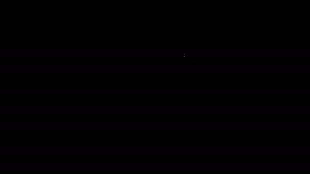 Linha branca Ícone do pote de cozinha isolado no fundo preto. Ferva ou guisado símbolo de comida. Animação gráfica em movimento de vídeo 4K — Vídeo de Stock