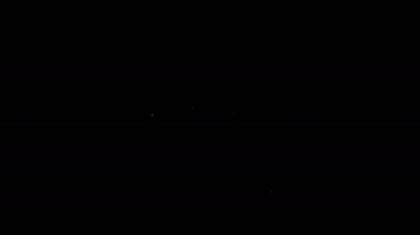 Arama simgesi için beyaz çizgi büyüteç siyah arkaplanda izole edilmiş. İşe alım ya da seçim konsepti. Çalışanları ve işi ara. 4K Video hareketli grafik canlandırması