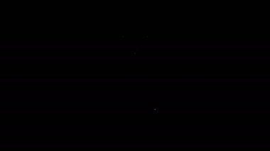 Beyaz çizgi kravat simgesi siyah arkaplanda izole edildi. Boyunbağı ve boyun bezi sembolü. 4K Video hareketli grafik canlandırması