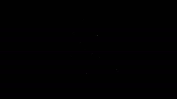 Línea blanca Icono de martillo de juez aislado sobre fondo negro. Martillo para la adjudicación de sentencias y proyectos de ley, corte, justicia. Martillo de subasta. Animación gráfica de vídeo 4K — Vídeo de stock