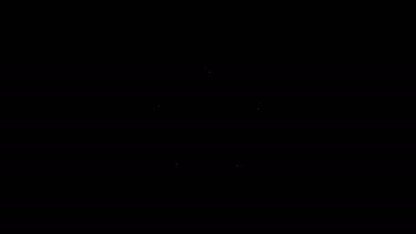 Bílá čára Hexagram šerif ikona izolované na černém pozadí. Ikona odznaku policie. Grafická animace pohybu videa 4K — Stock video