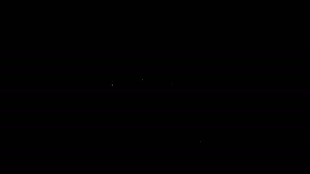 Bílá čára Lupa pro vyhledávací ikonu izolované na černém pozadí. Nábor nebo koncepce výběru. Hledat zaměstnance a práci. Grafická animace pohybu videa 4K — Stock video