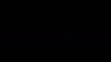 Beyaz çizgili robot elektrikli süpürge ikonu siyah arka planda izole edildi. Otomatik süpürme için ev aletleri, ev temizliği için dijital cihazlar. 4K Video hareketli grafik canlandırması