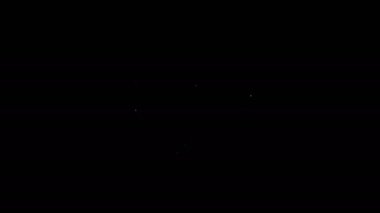 Siyah arkaplanda izole edilmiş ikonu açmak için kablosuz teknolojiye sahip beyaz çizgi dijital kapı kilidi. Kapı kolu tabelası. Güvenlik akıllı ev. 4K Video hareketli grafik canlandırması