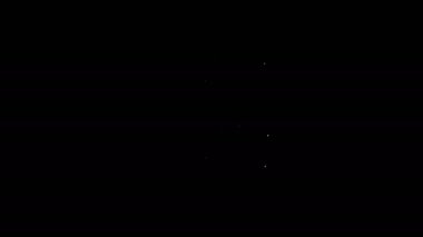 Siyah arkaplanda beyaz çizgi 3D yazıcı simgesi izole edildi. 4K Video hareketli grafik canlandırması