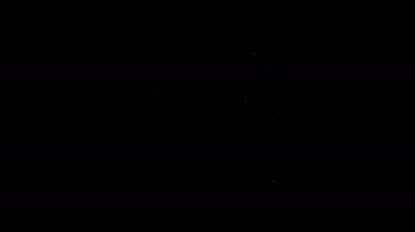 Beyaz çizgi endüstriyel robot robot kol fabrikası simgesi siyah arka planda izole edildi. Endüstriyel robot manipülatörü. 4K Video hareketli grafik canlandırması