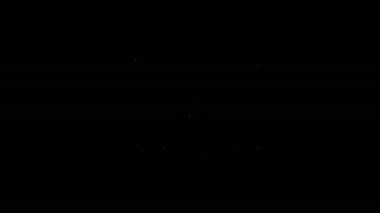 Aksiyon video kamera ikonu ile uçan beyaz çizgi Drone siyah arka planda izole edildi. Video ve fotoğraf makinesi sembollü dörtlü helikopter. 4K Video hareketli grafik canlandırması