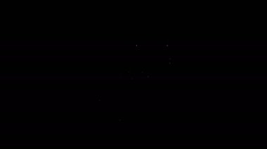 Beyaz çizgi Nükleer Santral simgesi siyah arkaplanda izole edildi. Enerji endüstrisi konsepti. 4K Video hareketli grafik canlandırması