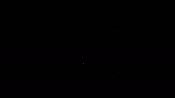 黒の背景に隔離されたホワイトライン3Dプリンターアイコン。4Kビデオモーショングラフィックアニメーション — ストック動画