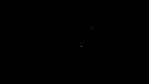 Línea blanca Icono robot trabajador aislado sobre fondo negro. Animación gráfica de vídeo 4K — Vídeo de stock