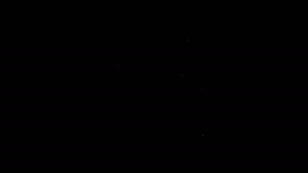 Bílá čára Průmyslový stroj robot rameno ruční ikona izolované na černém pozadí. Manipulátor s roboty. Grafická animace pohybu videa 4K — Stock video