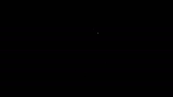 Λευκή γραμμή Internet των πραγμάτων εικονίδιο απομονώνονται σε μαύρο φόντο. Σχεδιασμός υπολογιστικού νέφους. Ψηφιακή σύνδεση δικτύου. 4K Γραφική κίνηση κίνησης βίντεο — Αρχείο Βίντεο