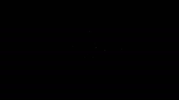 Icono Robot de línea blanca aislado sobre fondo negro. Animación gráfica de vídeo 4K — Vídeo de stock