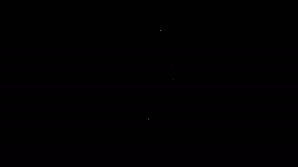 Linea bianca Componenti elettronici del computer scheda madre chip digitale integrato icona della scienza isolato su sfondo nero. Circuito. Animazione grafica 4K Video motion — Video Stock