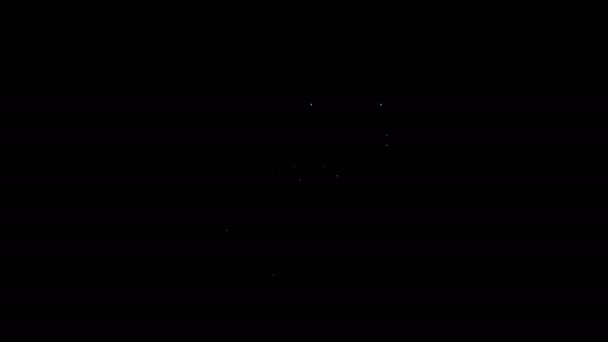 Bílá čára Ikona jaderné elektrárny izolovaná na černém pozadí. Energetický průmyslový koncept. Grafická animace pohybu videa 4K — Stock video