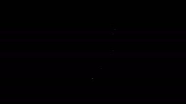 Beyaz çizgili araba aküsü simgesi siyah arkaplanda izole edildi. Akümülatör bataryası enerji ve elektrik akümülatörü bataryası. 4K Video hareketli grafik canlandırması