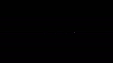 Beyaz çizgi elektrik uzatma kablosu simgesi siyah arkaplanda izole edildi. Priz prizi. 4K Video hareketli grafik canlandırması