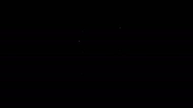 Beyaz çizgi elektrik uzatma kablosu simgesi siyah arkaplanda izole edildi. Priz prizi. 4K Video hareketli grafik canlandırması